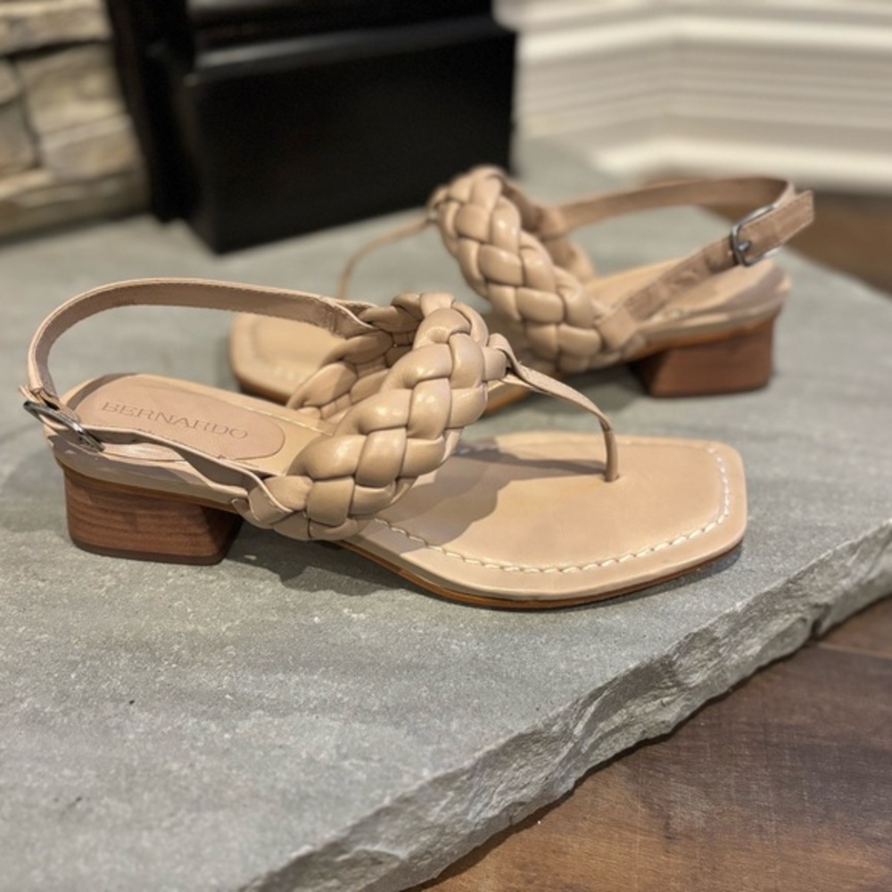 Bernardo Women’s Size 8 Jasmine Blush Braided‎ Leather Adjustable Sandals